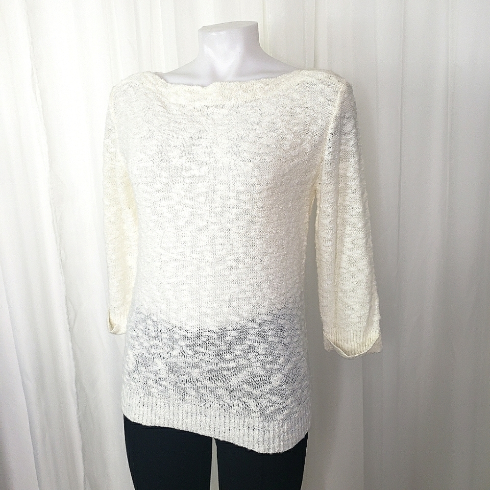 NWT Vintage Checkmate white boatneck sweater size medium
